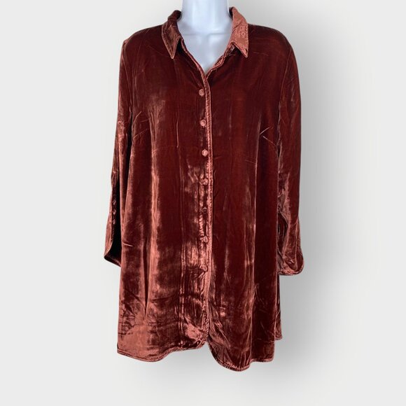 NEW | Soft Surroundings Icons Midnight Silk Velvet Poets Tunic | Medium - Picture 1 of 9